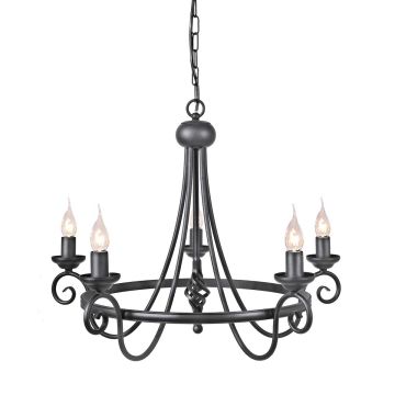 Elstead Lighting HARLECH HR5-BLACK Luster 5x60W/E14