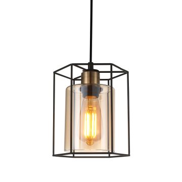Italux KALULA PND-78901-1-BK+AMB Visilica 1x40W/E27 IP20
