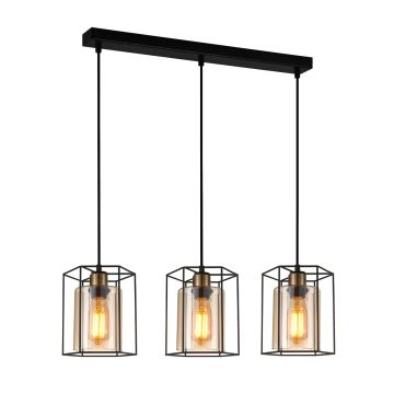 Italux KALULA PND-78901-3-BK+AMB Visilica 3x40W/E27 IP20