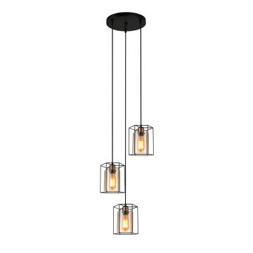 Italux KALULA PND-78901-3A-BK+AMB Visilica 3x40W/E27 IP20