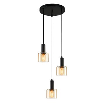 Italux SANTIA PND-65342-3A-BK+AMB Visilica 3x40W/E27 IP20
