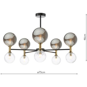 Dar Lighting Takara TAK2354-03-24 Stropna svjetiljka 10x20w/g9 ip20
